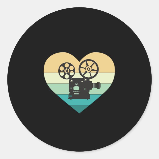 Sticker Rond I Love Cinema Retro Projecteur de film (Devant)