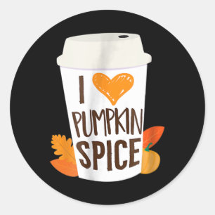 Sticker Rond I Love Citrouille Spice Coffee Automne automne sai