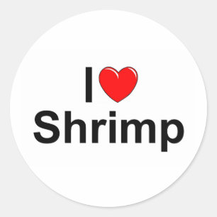 Sticker Rond I Love (Coeur) crevettes