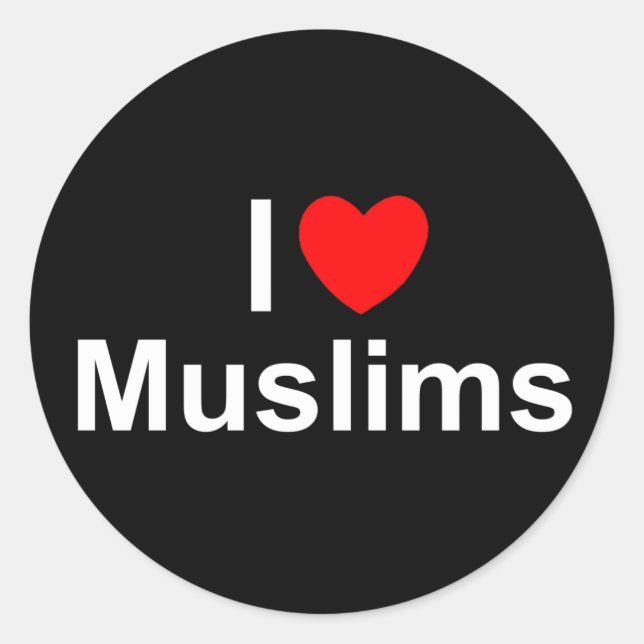 Sticker Rond I Love (Coeur) Musulmans (Devant)