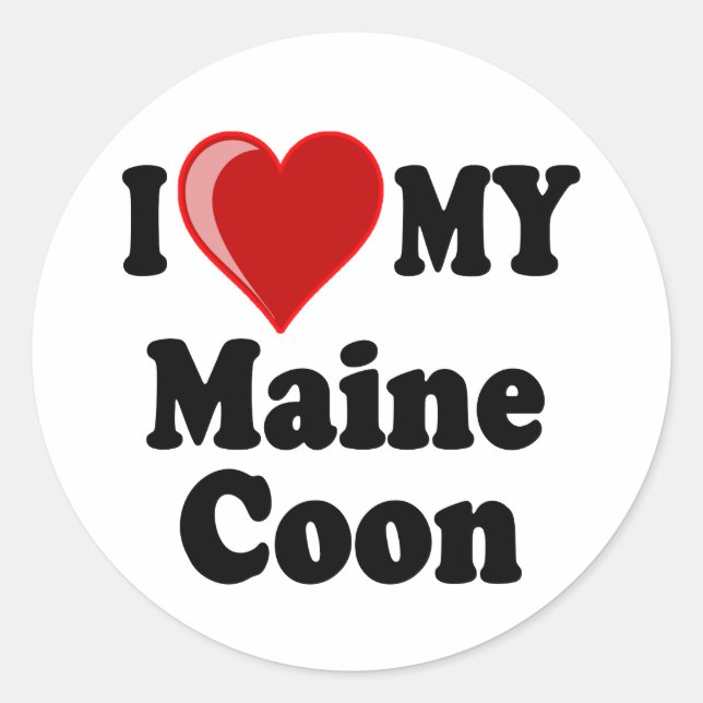 Sticker Rond I Love (Coeur) My Maine Coon Cat (Devant)