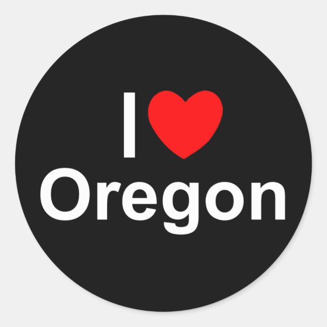 Sticker Rond I Love (Coeur) Oregon (Devant)