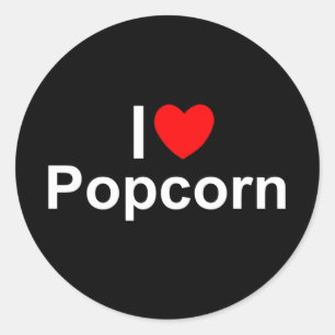 Sticker Rond I Love (Coeur) Popcorn
