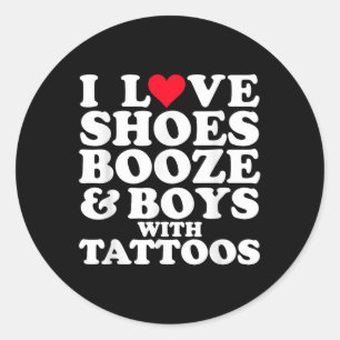Sticker Rond I Love (coeur) Scute Ss mignon Sss Booze &amp; Gar