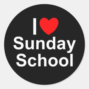 Sticker Rond I Love (Coeur) Sunday School