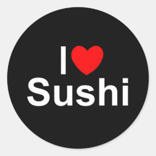 Sticker Rond I Love (Coeur) Sushi