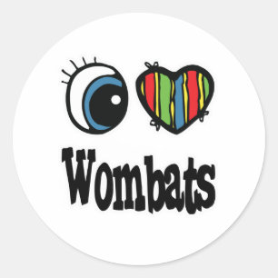 Sticker Rond I Love (Coeur) Wombats