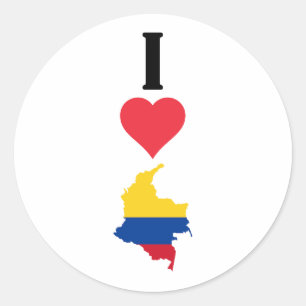 Sticker Rond I Love Colombia Vertical I Heart Country Carte du 