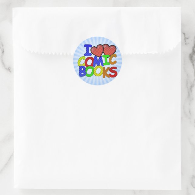 Sticker Rond I Love Comic Books (Sac)