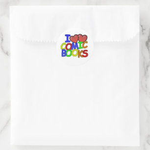 Sticker Rond I Love Comic Books
