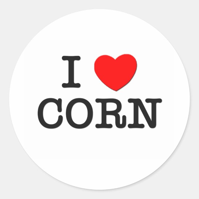 Sticker Rond I Love CORN ( nourriture ) (Devant)