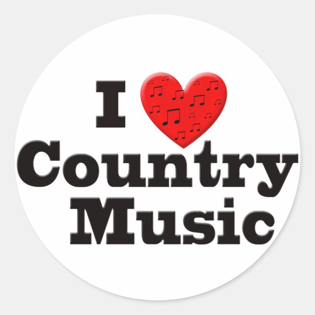Sticker Rond I Love Country Music (Devant)