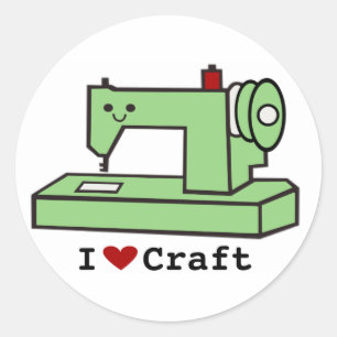 Sticker Rond I Love Craft - Kawaii Machine à coudre