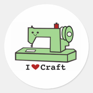 Sticker Rond I Love Craft - Kawaii Machine à coudre