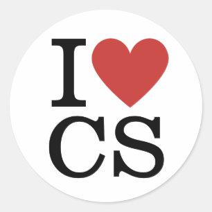 Sticker Rond I ❤️ Love CS Informatique Faculté/Étudiante