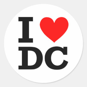 Sticker Rond I Love DC Design