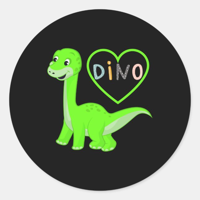 Sticker Rond I LOVE DINO - Belle conception par Maximum Design  (Devant)