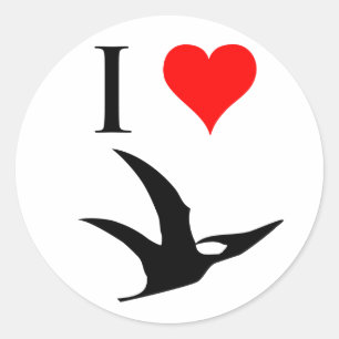 Sticker Rond I Love Dinosaures - Pterodactyl