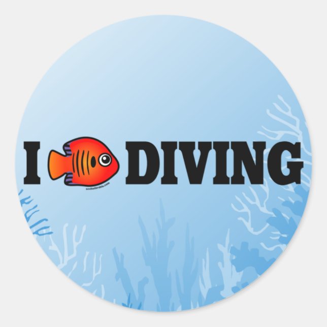 Sticker Rond I Love Diving (Devant)