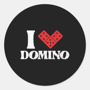 Sticker Rond I Love Domino Dominoes Bones Domino Player
