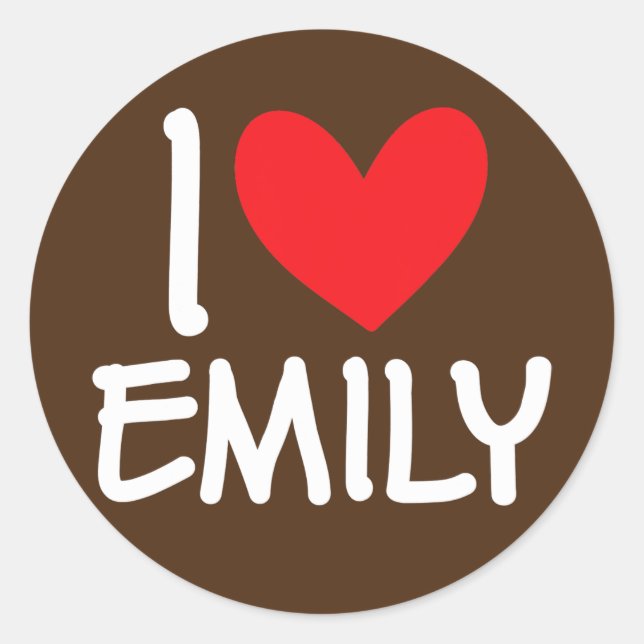 Sticker Rond I Love Emily Nom Fille Personnalisée Femme BFF (Devant)