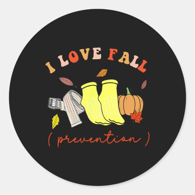 Sticker Rond I Love Fall Prevention Chaussettes Thanksgiving Au (Devant)