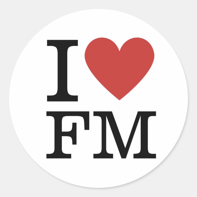 Sticker Rond I ❤️ Love FM Installations Gestion du personnel PE (Devant)