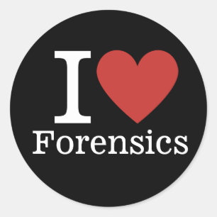 Sticker Rond I ❤️ Love Forensics for Students/Faculty CUSTOM