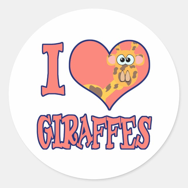 Sticker Rond I Love giraffes (Devant)
