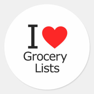 Sticker Rond I Love Grocery Lists