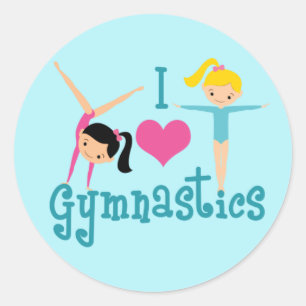 Sticker Rond I Love Gymnastique mignonne Gymnaste