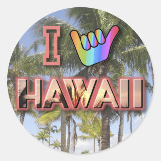 Sticker Rond I Love Hawaii
