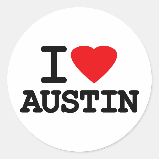 Sticker Rond I Love Heart Austin Texas (Devant)