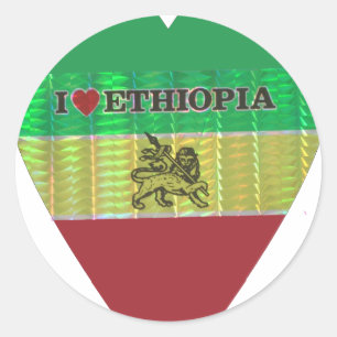 Sticker Rond I Love Heart Ethiopie : Drapeau Art Motif
