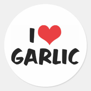 Sticker Rond I Love Heart Garlic - Amateur Rose puant
