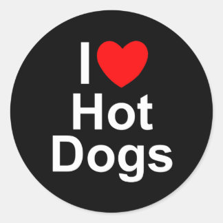Sticker Rond I Love (Heart) Hot Dogs