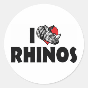 Sticker Rond I Love Heart Rhinos - Rhinoceros Lover
