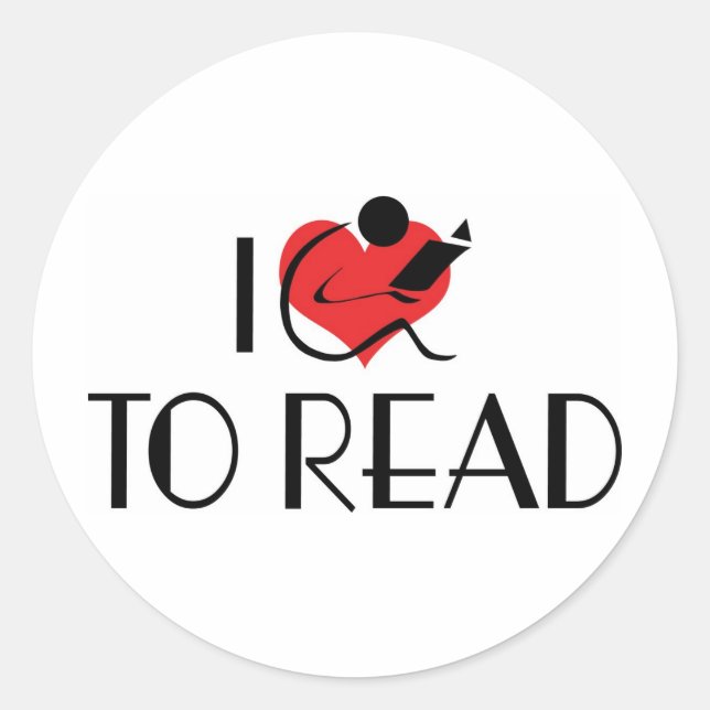 Sticker Rond I Love Heart To Read - Book Lover (Devant)