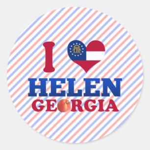 Sticker Rond I Love Helen, Géorgie