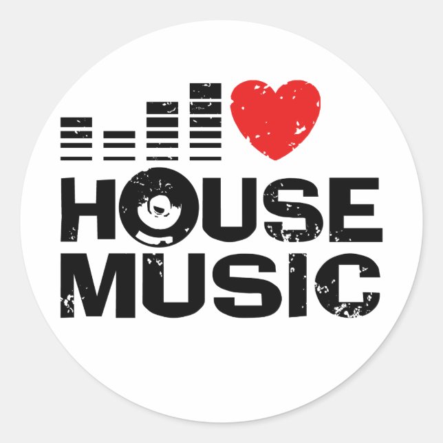 Sticker Rond I Love House Music (Devant)