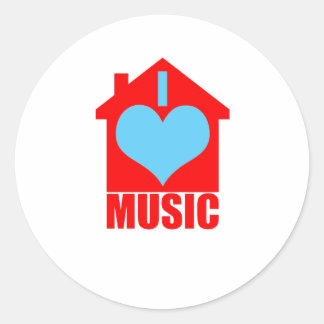 Sticker Rond I Love House Music - Heart House