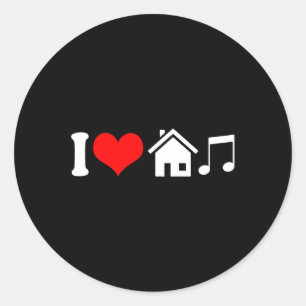 Sticker Rond I Love House Music Musique électronique