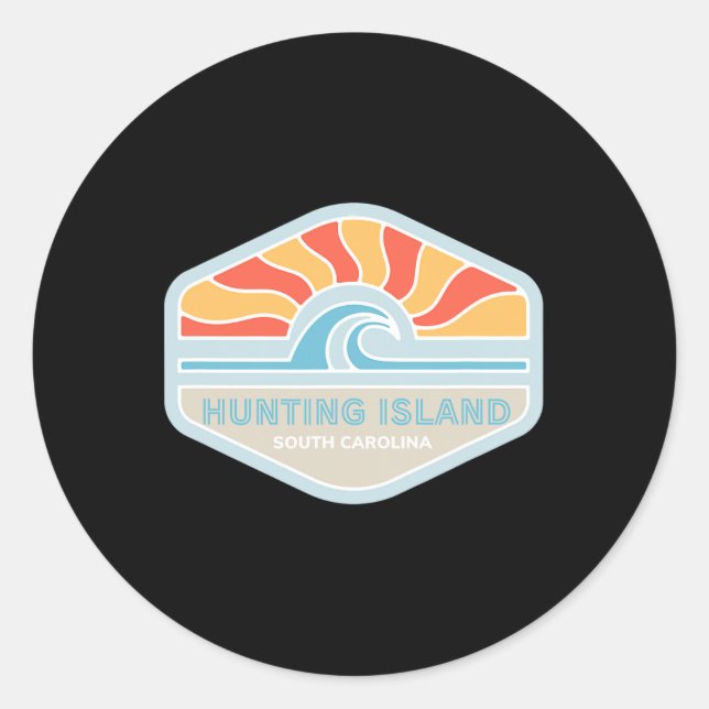 Sticker Rond I Love Hunting Island Beach South Carolina Ocean W (Devant)