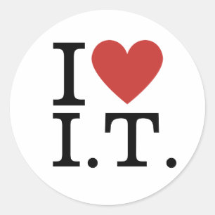 Sticker Rond I ❤️ Love I.T. Informatique Personnel PERSONNALISÉ