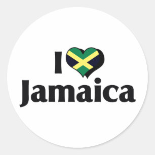 Sticker Rond I Love Jamaica Flag