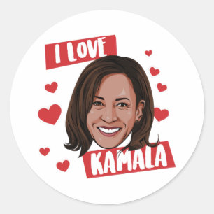 Sticker Rond I Love Kamala Harris 2020