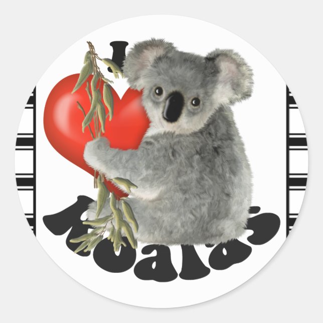 Sticker Rond I Love Koalas (Devant)