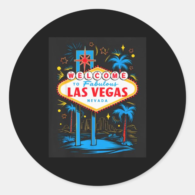 Sticker Rond I Love Las Vegas Nevada City Vegas Souvenir Las Ve (Devant)