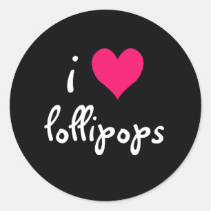 Sticker Rond I Love Lollipops