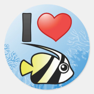 Sticker Rond I Love Longfin Bannerfish